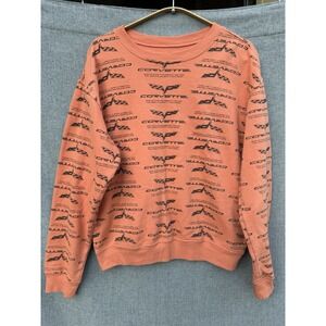 Official GM Corvette Orange Crew‎ Neck Sweatshirt Mens Sz S Small